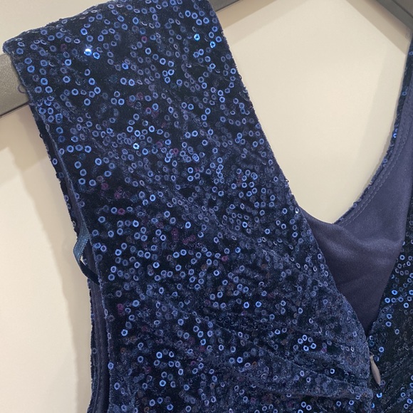 **NWOT ** Eliza J Velvet Allover Sequin Sheath Dress Navy Blue - Picture 12 of 17